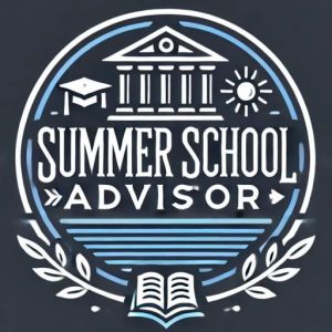 summer school advisor llc logo with books, school, sun, and graduation hat