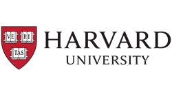 Harvard University logo in red with the seal